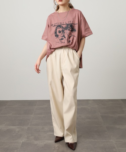 A.N.L(エーエヌエル レーベル)の「A.N.L モデルプリント半袖カットソー(Tシャツ/カットソー・レディース・ブラック/オフホワイト/マスタード/ピンク・38)」の15枚目の写真