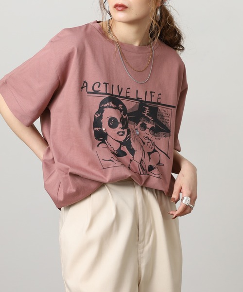 A.N.L(エーエヌエル レーベル)の「A.N.L モデルプリント半袖カットソー(Tシャツ/カットソー・レディース・ブラック/オフホワイト/マスタード/ピンク・38)」の14枚目の写真