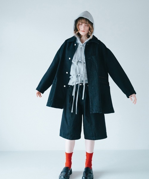 soduk（スドーク）の「bigger bigger denim jacket（デニムジャケット・レディース・インディゴブルー/ブラック・ONE SIZE）」の3枚目の写真
