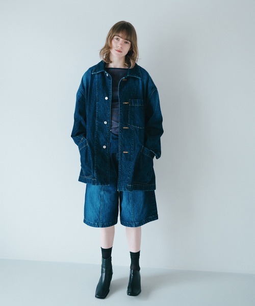 soduk（スドーク）の「bigger bigger denim jacket（デニムジャケット・レディース・インディゴブルー/ブラック・ONE SIZE）」の10枚目の写真