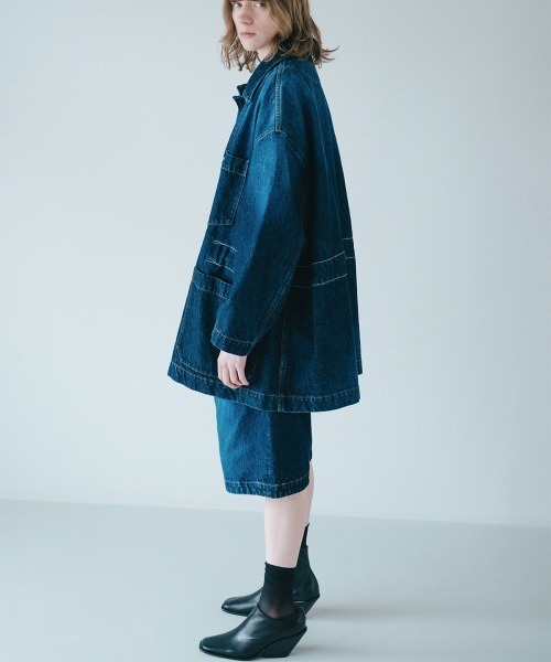 soduk（スドーク）の「bigger bigger denim jacket（デニムジャケット・レディース・インディゴブルー/ブラック・ONE SIZE）」の12枚目の写真