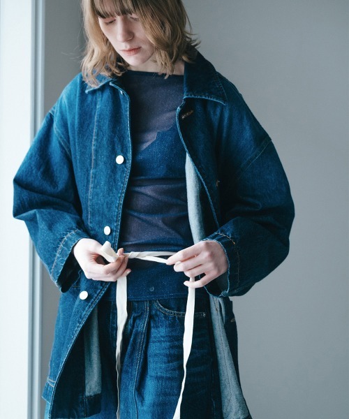 soduk（スドーク）の「bigger bigger denim jacket（デニムジャケット・レディース・インディゴブルー/ブラック・ONE SIZE）」の13枚目の写真