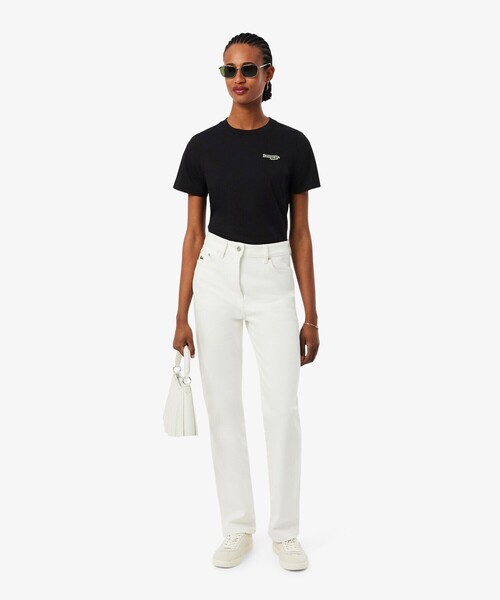 LACOSTE(ラコステ)の「ネーム&ワニロゴパッチ エッセンシャルTシャツ(Tシャツ/カットソー・レディース・グリーン/ブラック・34/38/36/40)」の8枚目の写真