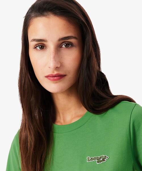 LACOSTE(ラコステ)の「ネーム&ワニロゴパッチ エッセンシャルTシャツ(Tシャツ/カットソー・レディース・グリーン/ブラック・34/38/36/40)」の9枚目の写真
