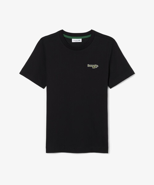 LACOSTE(ラコステ)の「ネーム&ワニロゴパッチ エッセンシャルTシャツ(Tシャツ/カットソー・レディース・グリーン/ブラック・34/38/36/40)」の1枚目の写真