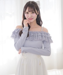 フェザーリボンオフショルトップス
