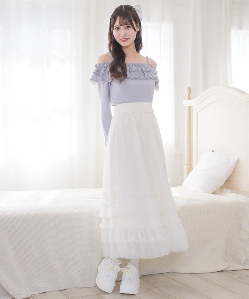 couture BY ROJITA（クチュールバイロジータ）の「フェザーリボンオフショルトップス（Tシャツ/カットソー・レディース・グレー/ブラック/ホワイト・FREE）」の5枚目の写真