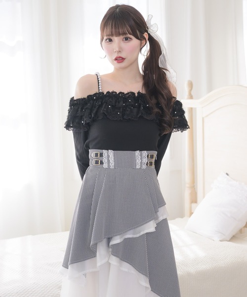 couture BY ROJITA（クチュールバイロジータ）の「フェザーリボンオフショルトップス（Tシャツ/カットソー・レディース・グレー/ブラック/ホワイト・FREE）」の13枚目の写真