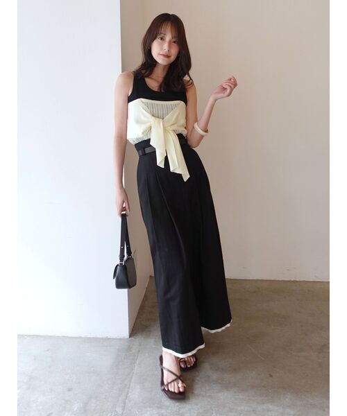 LAGUNAMOON（ラグナムーン）の「レイヤードデザインノースリニット（ニット/セーター・レディース・ホワイト/ブラック/ピンク・FREE）」の2枚目の写真