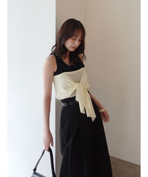 LAGUNAMOON（ラグナムーン）の「レイヤードデザインノースリニット（ニット/セーター・レディース・ホワイト/ブラック/ピンク・FREE）」の8枚目の写真