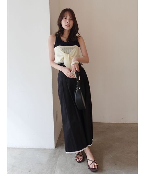 LAGUNAMOON（ラグナムーン）の「レイヤードデザインノースリニット（ニット/セーター・レディース・ホワイト/ブラック/ピンク・FREE）」の9枚目の写真