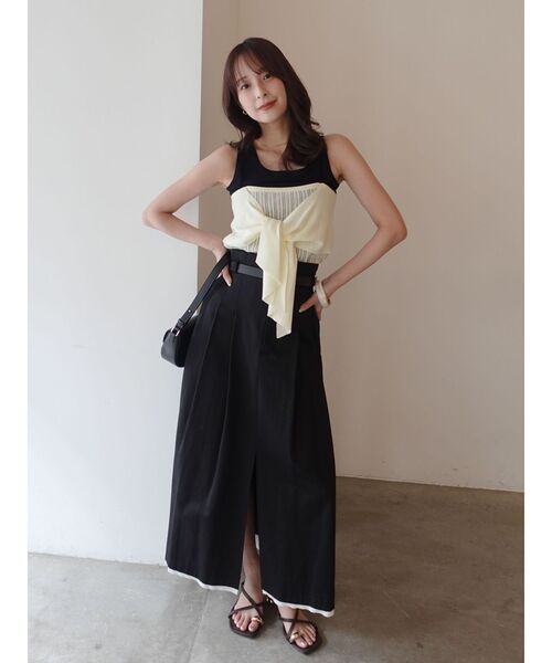 LAGUNAMOON（ラグナムーン）の「レイヤードデザインノースリニット（ニット/セーター・レディース・ホワイト/ブラック/ピンク・FREE）」の11枚目の写真