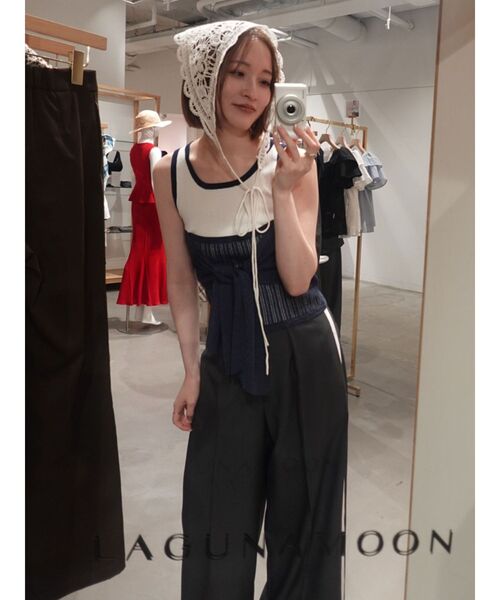 LAGUNAMOON（ラグナムーン）の「レイヤードデザインノースリニット（ニット/セーター・レディース・ホワイト/ブラック/ピンク・FREE）」の12枚目の写真