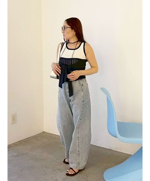 LAGUNAMOON(ラグナムーン)の「レイヤードデザインノースリニット 【夏服】(ニット/セーター・レディース・ホワイト/ブラック/ピンク・FREE)」の7枚目の写真