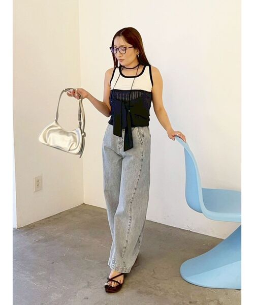 LAGUNAMOON(ラグナムーン)の「レイヤードデザインノースリニット 【夏服】(ニット/セーター・レディース・ホワイト/ブラック/ピンク・FREE)」の8枚目の写真
