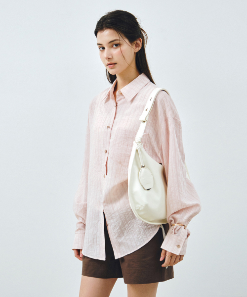 MONGDOL(モンドル)の「ストライプシースルーオーバーサイズシャツライトピンクMDSH019STLPINK(シャツ/ブラウス・レディース・その他・F)」の4枚目の写真