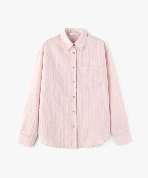 MONGDOL(モンドル)の「ストライプシースルーオーバーサイズシャツライトピンクMDSH019STLPINK(シャツ/ブラウス・レディース・その他・F)」の6枚目の写真