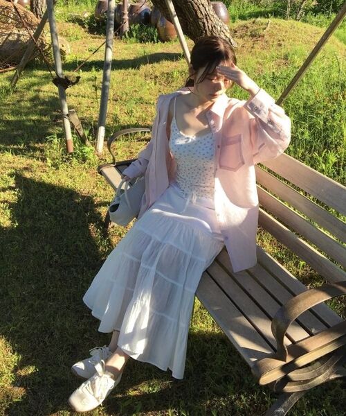 MONGDOL(モンドル)の「ストライプシースルーオーバーサイズシャツライトピンクMDSH019STLPINK(シャツ/ブラウス・レディース・その他・F)」の7枚目の写真