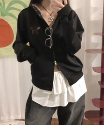 Emilie（エミリー）の「チェックフード ダブルジップ スウェットパーカー（テーラードジャケット）」