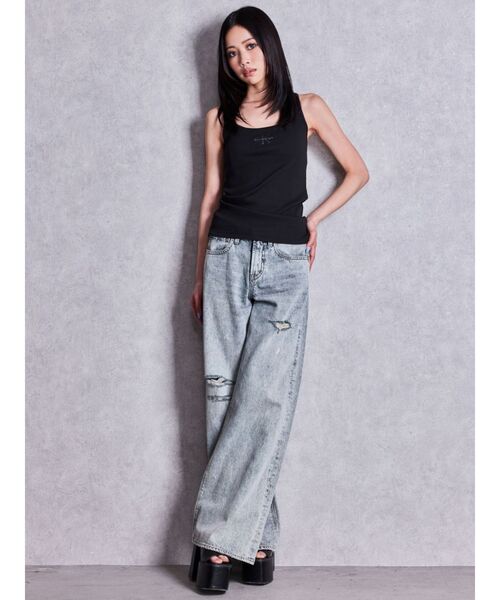 GYDA(ジェイダ)の「ミドルウエストGYDA chainワイドデニムパンツ(デニムパンツ・レディース・ブルー/ライトブルー・MEDIUM/SMALL)」の21枚目の写真
