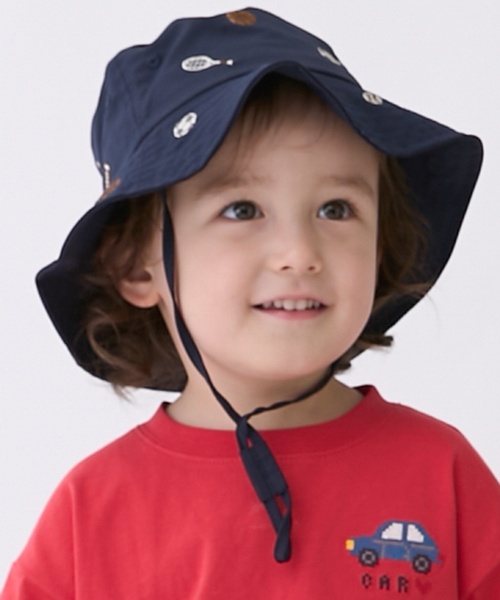 petit main(プティマイン)の「【遮熱】刺しゅうバケットハット(ハット・キッズ・ネイビー/ミント/ライトピンク/ライラック/アイボリー/ライトベージュ/カラフル・54cm/52cm/50cm)」の5枚目の写真