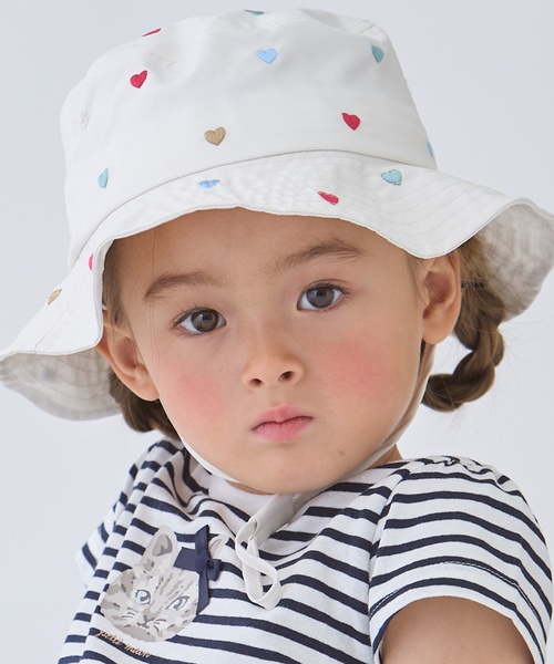 petit main(プティマイン)の「【遮熱】刺しゅうバケットハット(ハット・キッズ・ネイビー/ミント/ライトピンク/ライラック/アイボリー/ライトベージュ/カラフル・54cm/52cm/50cm)」の7枚目の写真