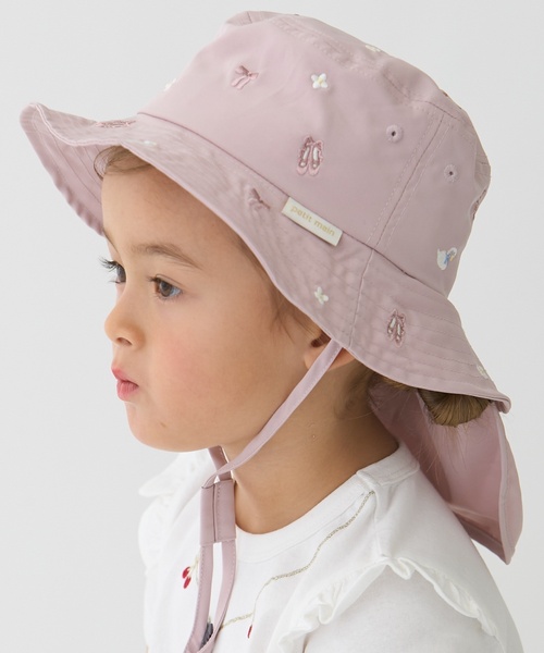 petit main(プティマイン)の「【遮熱】刺しゅうバケットハット(ハット・キッズ・ネイビー/ミント/ライトピンク/ライラック/アイボリー/ライトベージュ/カラフル・54cm/52cm/50cm)」の12枚目の写真