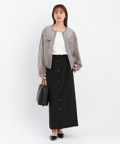 Andemiu（アンデミュウ）の「ポケツキシアーブルゾン656241（ブルゾン・レディース・グレイッシュベージュ/ネイビー・FREE）」の5枚目の写真