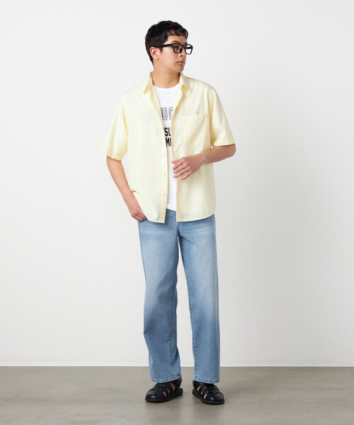 COMME CA ISM（コムサイズム）の「8.5OZ デニム ワイドテーパードパンツ（デニムパンツ・メンズ・ネイビー/サックスブルー・LARGE/SMALL/MEDIUM）」の4枚目の写真