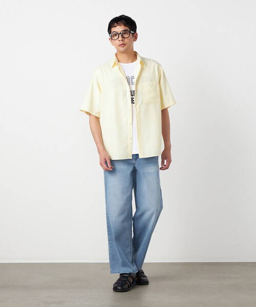 COMME CA ISM（コムサイズム）の「8.5OZ デニム ワイドテーパードパンツ（デニムパンツ・メンズ・ネイビー/サックスブルー・LARGE/SMALL/MEDIUM）」の5枚目の写真