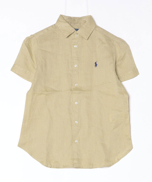 ✨ポロラルフローレン　リボンタイフレンチスリーブリネンブラウス　ブラック　S リネン ショートスリーブ シャツ（シャツ/ブラウス）｜POLO RALPH
