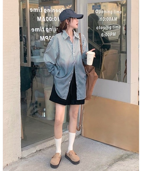 inst.ALL（インストール）の「グラデーションストライプシャツ（シャツ/ブラウス・レディース・サックスブルー/ブラック/ピンク・M）」の7枚目の写真