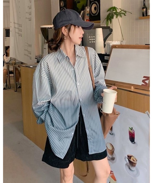 inst.ALL（インストール）の「グラデーションストライプシャツ（シャツ/ブラウス・レディース・サックスブルー/ブラック/ピンク・M）」の11枚目の写真