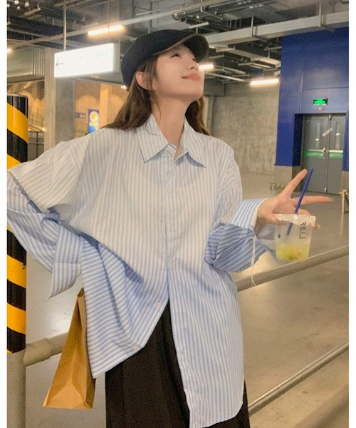 inst.ALL（インストール）の「グラデーションストライプシャツ（シャツ/ブラウス・レディース・サックスブルー/ブラック/ピンク・M）」の16枚目の写真