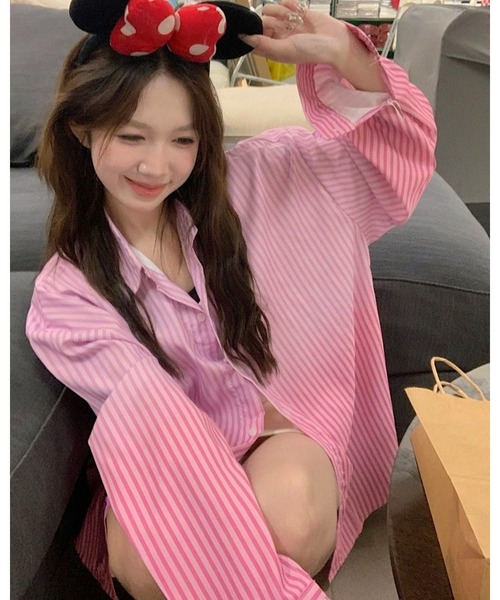 inst.ALL（インストール）の「グラデーションストライプシャツ（シャツ/ブラウス・レディース・サックスブルー/ブラック/ピンク・M）」の21枚目の写真