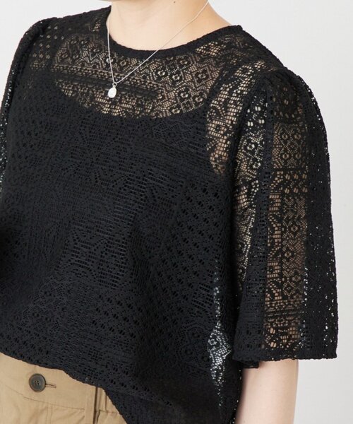 LIVETART（リヴェタート）の「《ZOZO先行予約開始》フレアスリーブレースプルオーバー（シャツ/ブラウス・レディース・ホワイト/ブラック・FREE）」の2枚目の写真