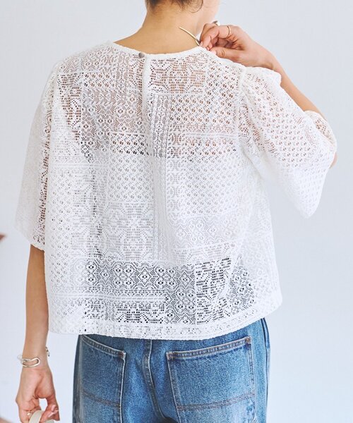 LIVETART（リヴェタート）の「《ZOZO先行予約開始》フレアスリーブレースプルオーバー（シャツ/ブラウス・レディース・ホワイト/ブラック・FREE）」の5枚目の写真