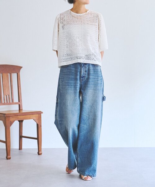 LIVETART（リヴェタート）の「《ZOZO先行予約開始》フレアスリーブレースプルオーバー（シャツ/ブラウス・レディース・ホワイト/ブラック・FREE）」の7枚目の写真