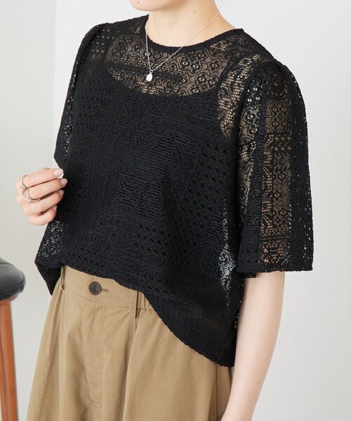 LIVETART（リヴェタート）の「《ZOZO先行予約開始》フレアスリーブレースプルオーバー（シャツ/ブラウス・レディース・ホワイト/ブラック・FREE）」の12枚目の写真