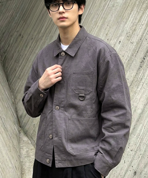 UNDEROFF(アンダーオフ)の「クロップフレンチワークジャケットダークグレー(デニムジャケット・メンズ・チャコールグレー・X-LARGE/LARGE/MEDIUM)」の1枚目の写真