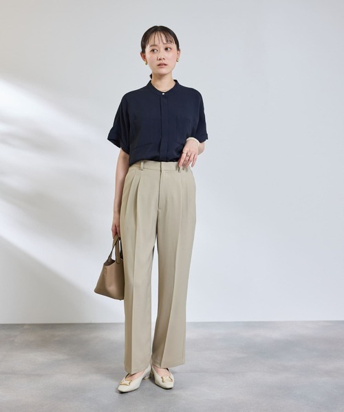 CROSS FUNCTION（クロスファンクション）の「《防シワ》サマナチュラリュクス ツータックワイドパンツ【CROSS FUNCTION/クロスファンクション】（スラックス・レディース・ネイビー/ベージュ/モカ/チャコールグレー・M/LL/L）」の11枚目の写真