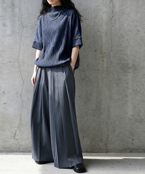 antiqua(アンティカ)の「モックネック 楊柳 カットソー(Tシャツ/カットソー・レディース・ホワイト/ネイビー/ブラック・ONESIZE)」の10枚目の写真