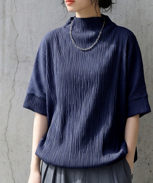 antiqua(アンティカ)の「モックネック 楊柳 カットソー(Tシャツ/カットソー・レディース・ホワイト/ネイビー/ブラック・ONESIZE)」の11枚目の写真
