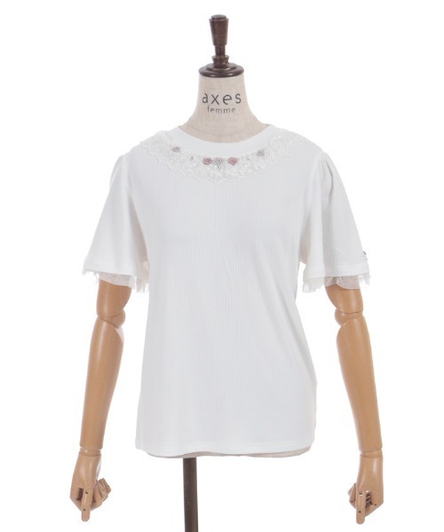 axes femme(アクシーズファム)の「吸水速乾ローズリブPO(Tシャツ/カットソー・レディース・ホワイト/サックスブルー/ブラック・FREE)」の4枚目の写真