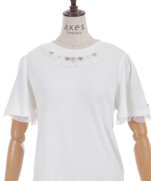 axes femme(アクシーズファム)の「吸水速乾ローズリブPO(Tシャツ/カットソー・レディース・ホワイト/サックスブルー/ブラック・FREE)」の7枚目の写真