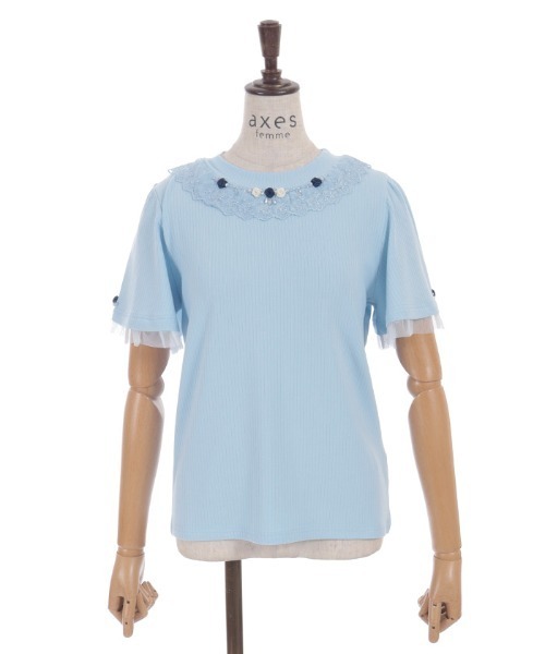 axes femme(アクシーズファム)の「吸水速乾ローズリブPO(Tシャツ/カットソー・レディース・ホワイト/サックスブルー/ブラック・FREE)」の12枚目の写真