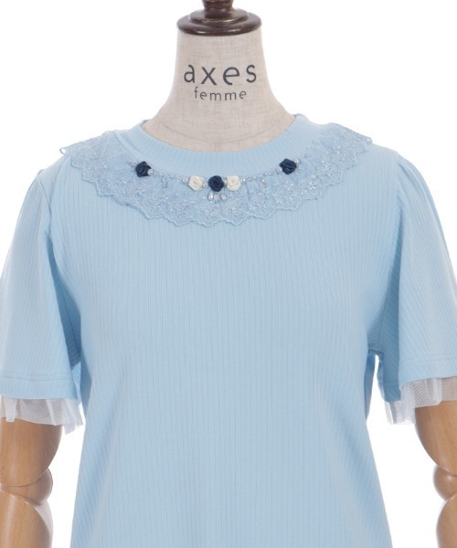 axes femme(アクシーズファム)の「吸水速乾ローズリブPO(Tシャツ/カットソー・レディース・ホワイト/サックスブルー/ブラック・FREE)」の15枚目の写真