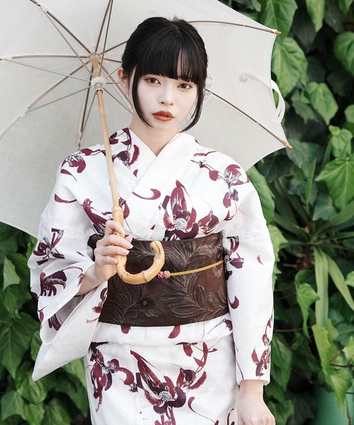 セール】浴衣 単品 utatane 赤紫とグリーンの乱菊（浴衣）｜utatane