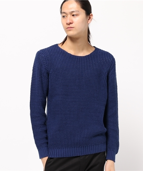 EDIFICE（エディフィス）の「◇5ゲージタッククルーネックニット（ニット/セーター・メンズ・ブルー/ホワイト系その他/キャメル・48/44/46）」の14枚目の写真