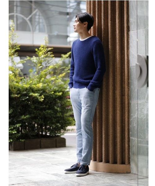 EDIFICE（エディフィス）の「◇5ゲージタッククルーネックニット（ニット/セーター・メンズ・ブルー/ホワイト系その他/キャメル・48/44/46）」の5枚目の写真